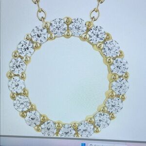 Elegant 1ct+ diamond Circle Pendant Necklace in 14 it